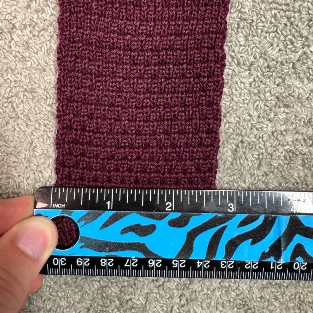 Lands End Burgundy Mohair Wool Knit Tie Made in USA Square End Vintage Mens